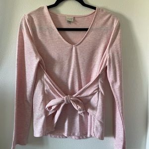 Light Pink Tie Long Sleeve Sweater